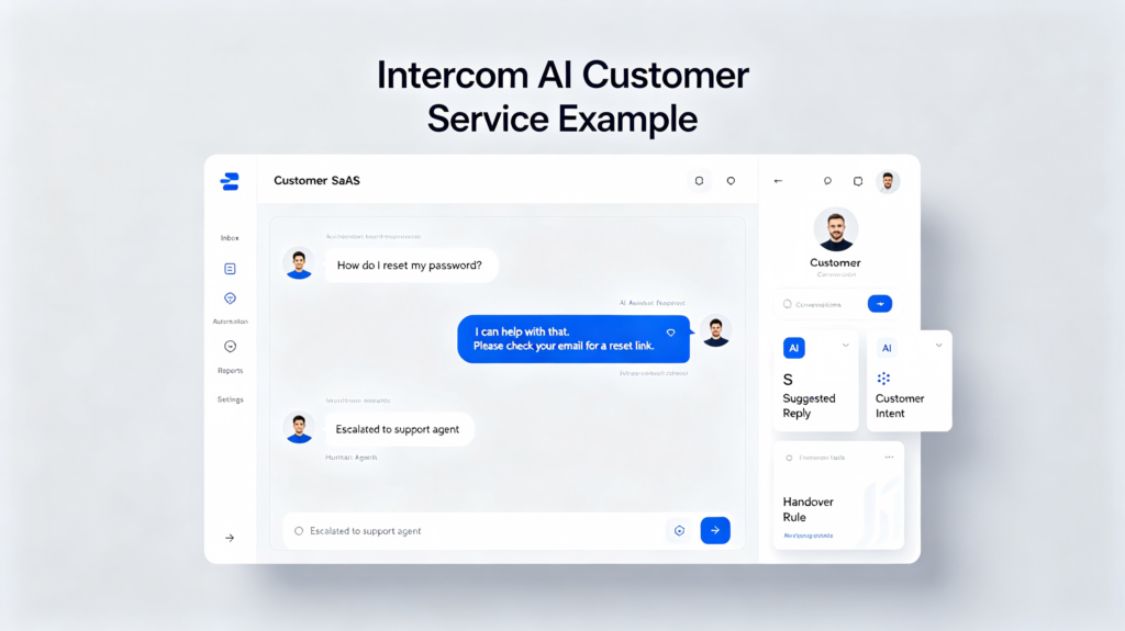 Intercom AI 客服界面示例