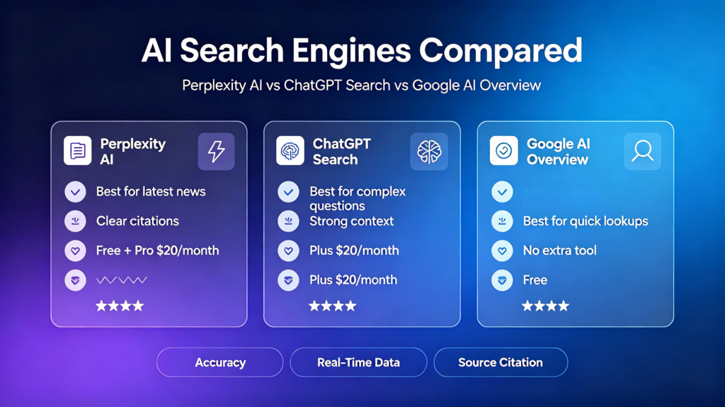 AI search engine 三款工具对比